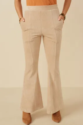 High-rise waist Feminine Fit Pleat Detail Pocketed Corduroy Pants