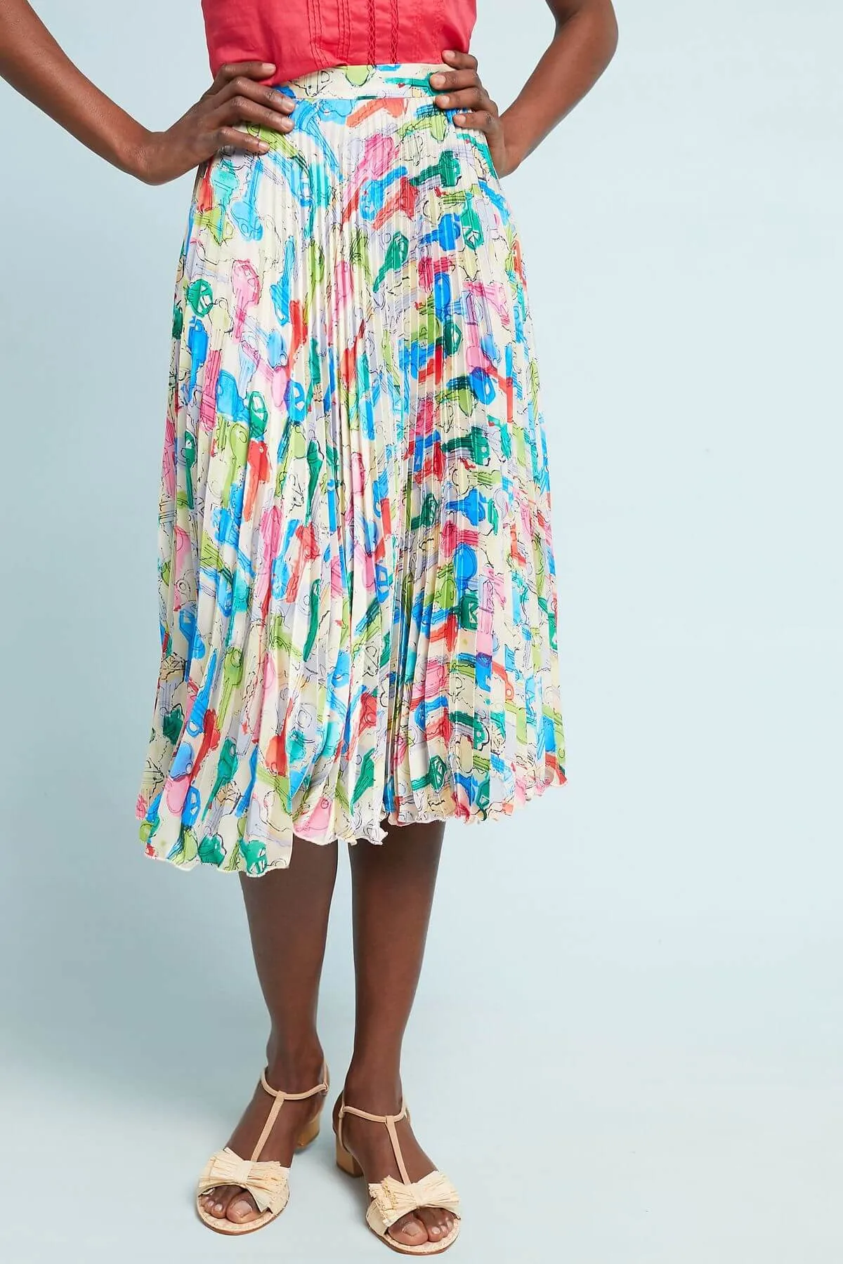 Pleated Midi Skirt Bold Design
