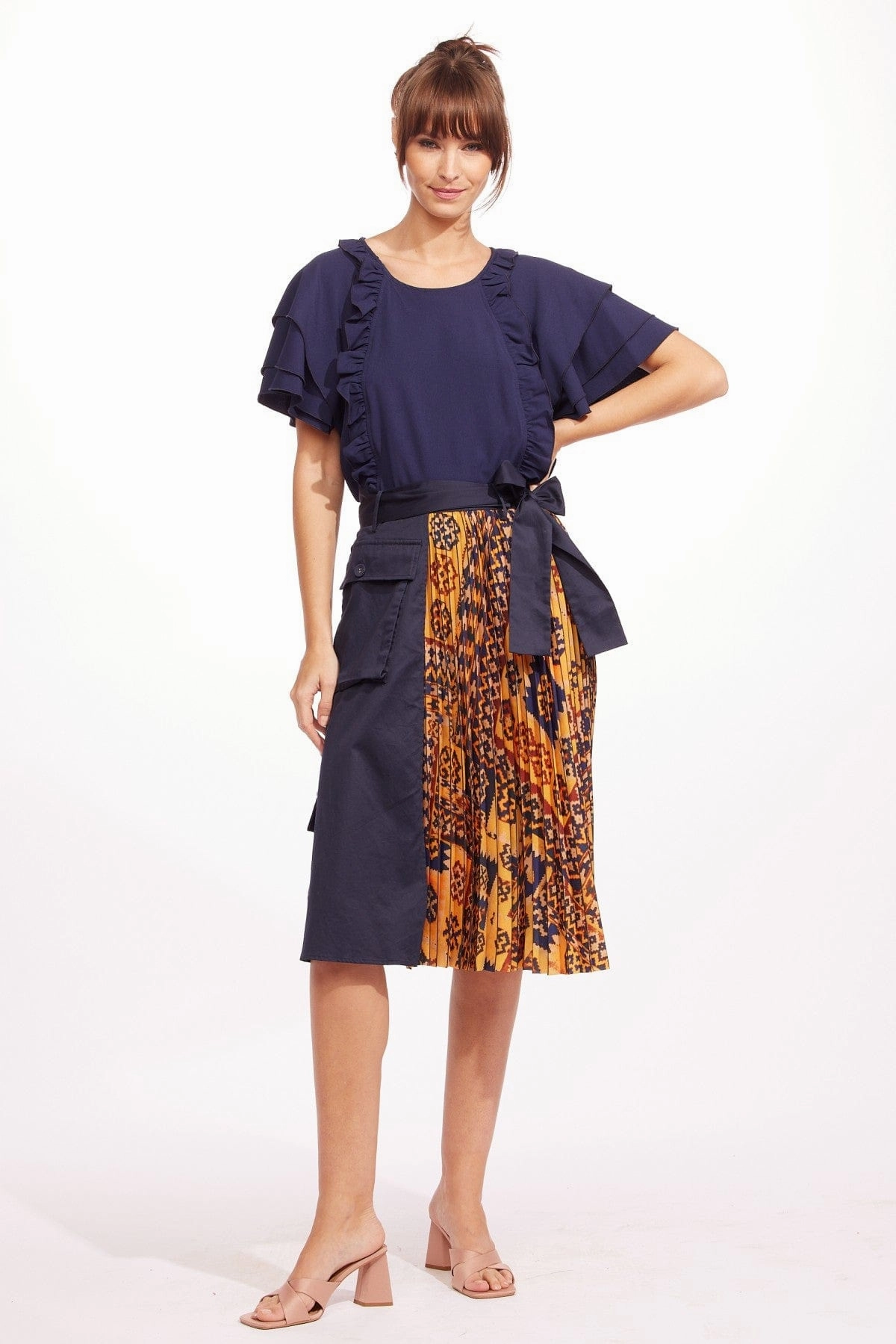 Pleated Cargo Midi Skirt Refined Edge