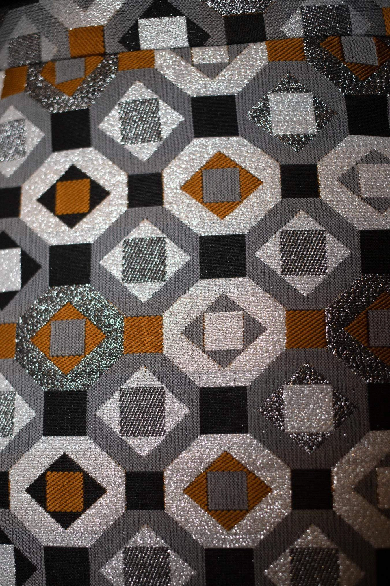 Pleated Jacquard Skirt - Geometric Motif Pencil Shape