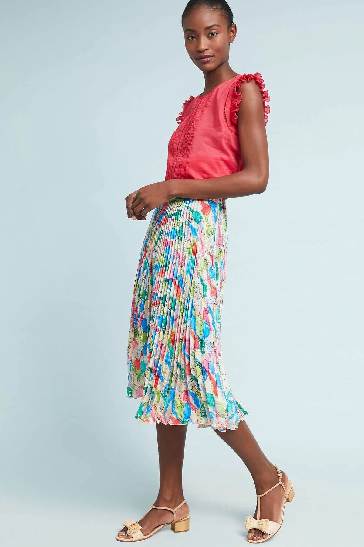 Season To Season light feel Pleated Midi Skirt