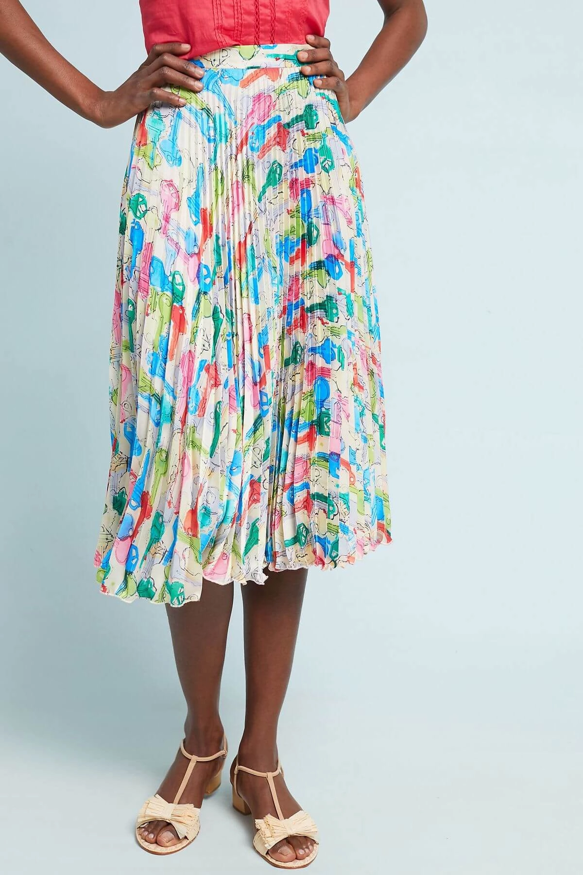 Pleated Midi Skirt Bold Design