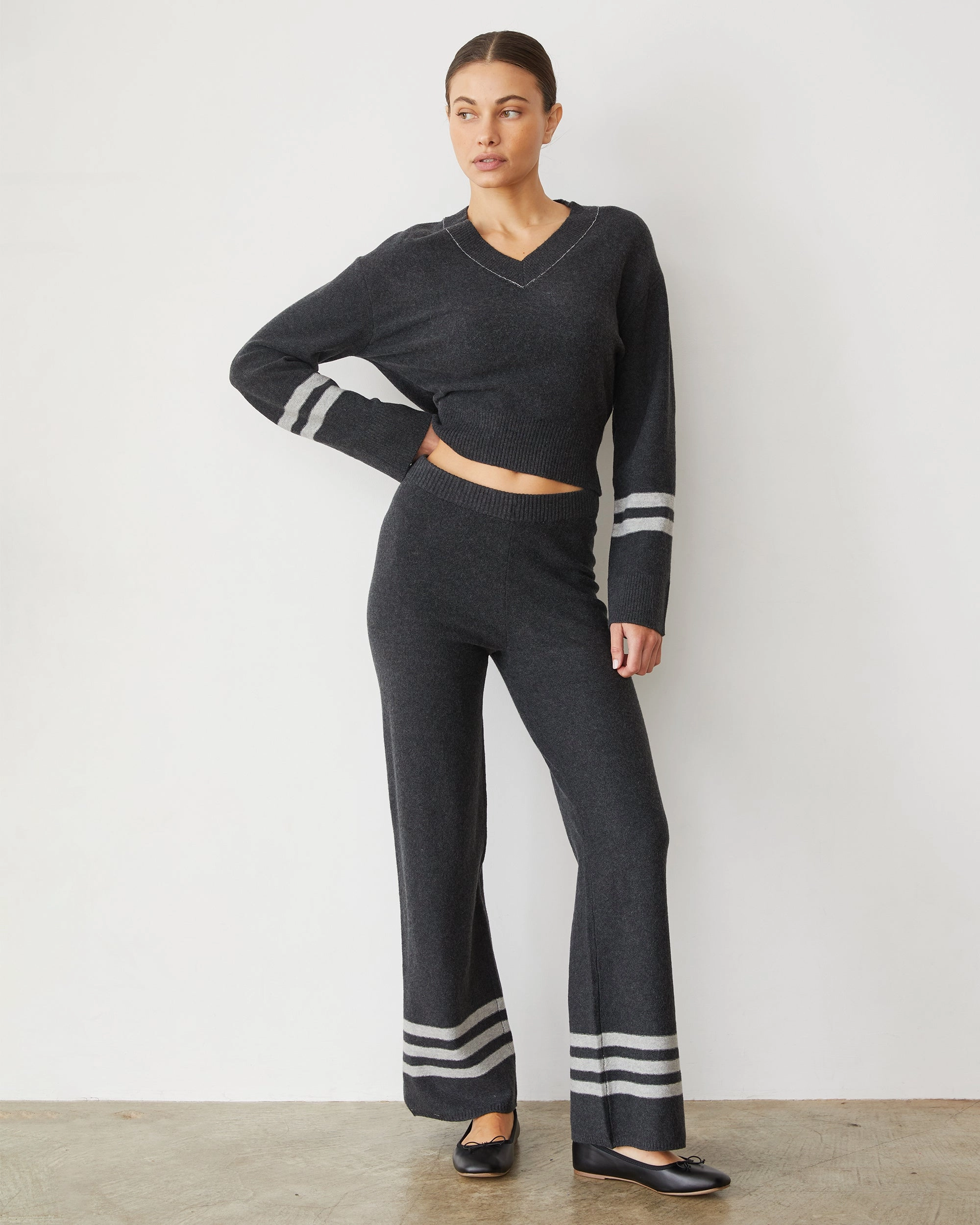 Plush Stripe Straight Leg Sweat Stretch Comfort