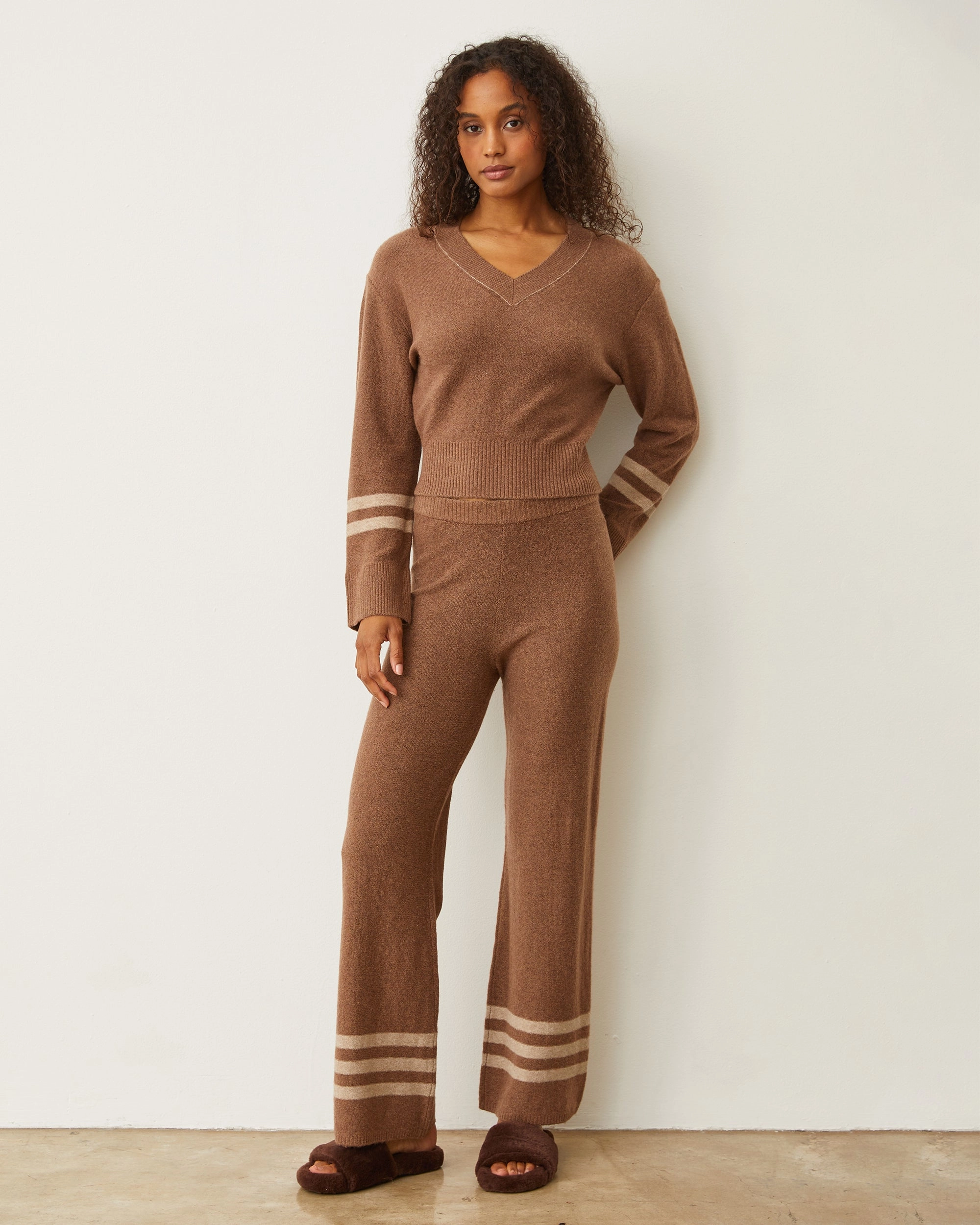 Plush Stripe Sweater Stylish Trend