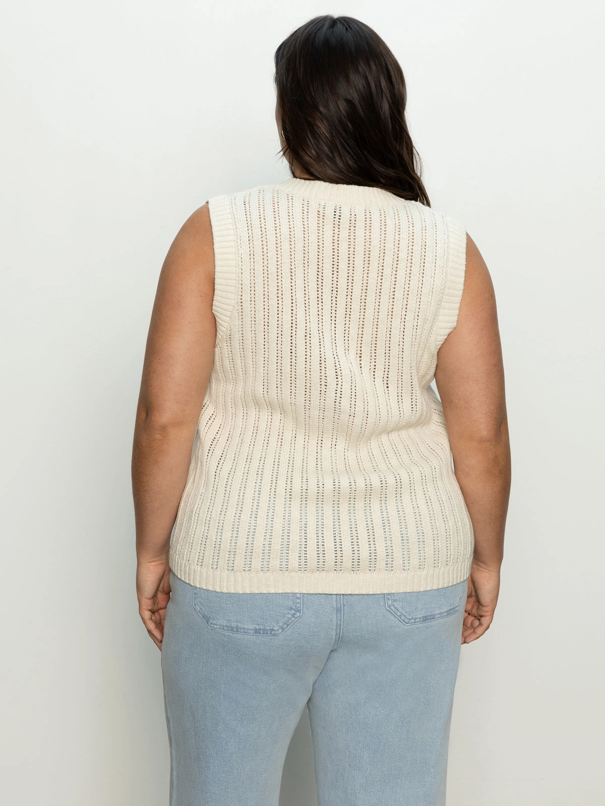 Pointelle Shell Sweater Eco Natural Extended Sizing Stylish Fit
