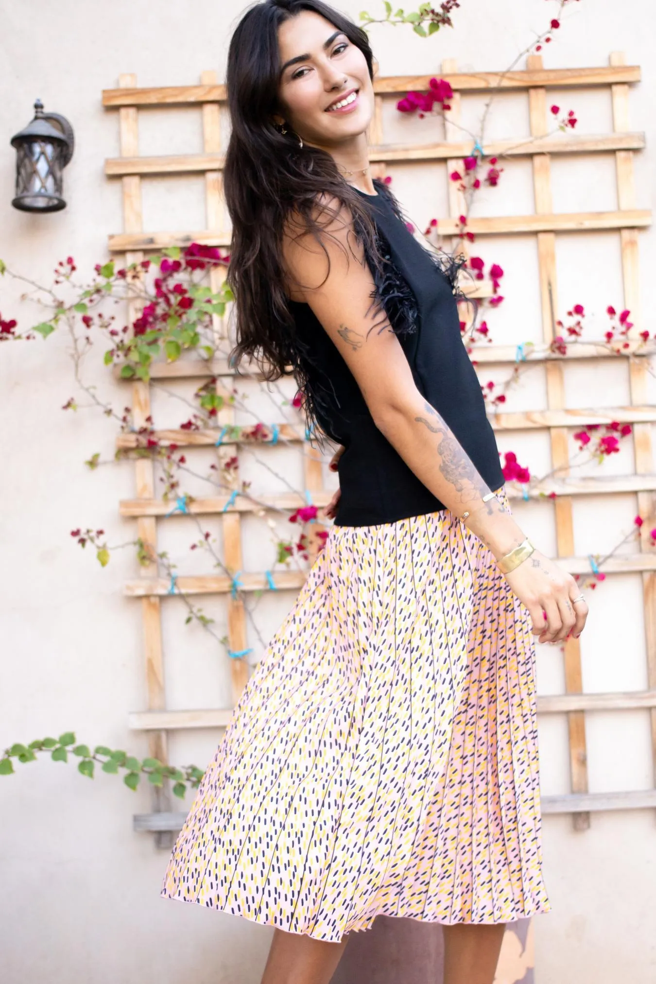 Polished Look Ingrid Pleated Skirt - Sprinkles