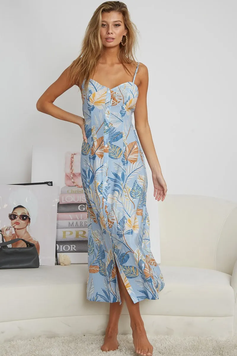 Quilted Pattern IP7239 | OPEN BACK WITH TIE TROPICAL PRINT DRESS