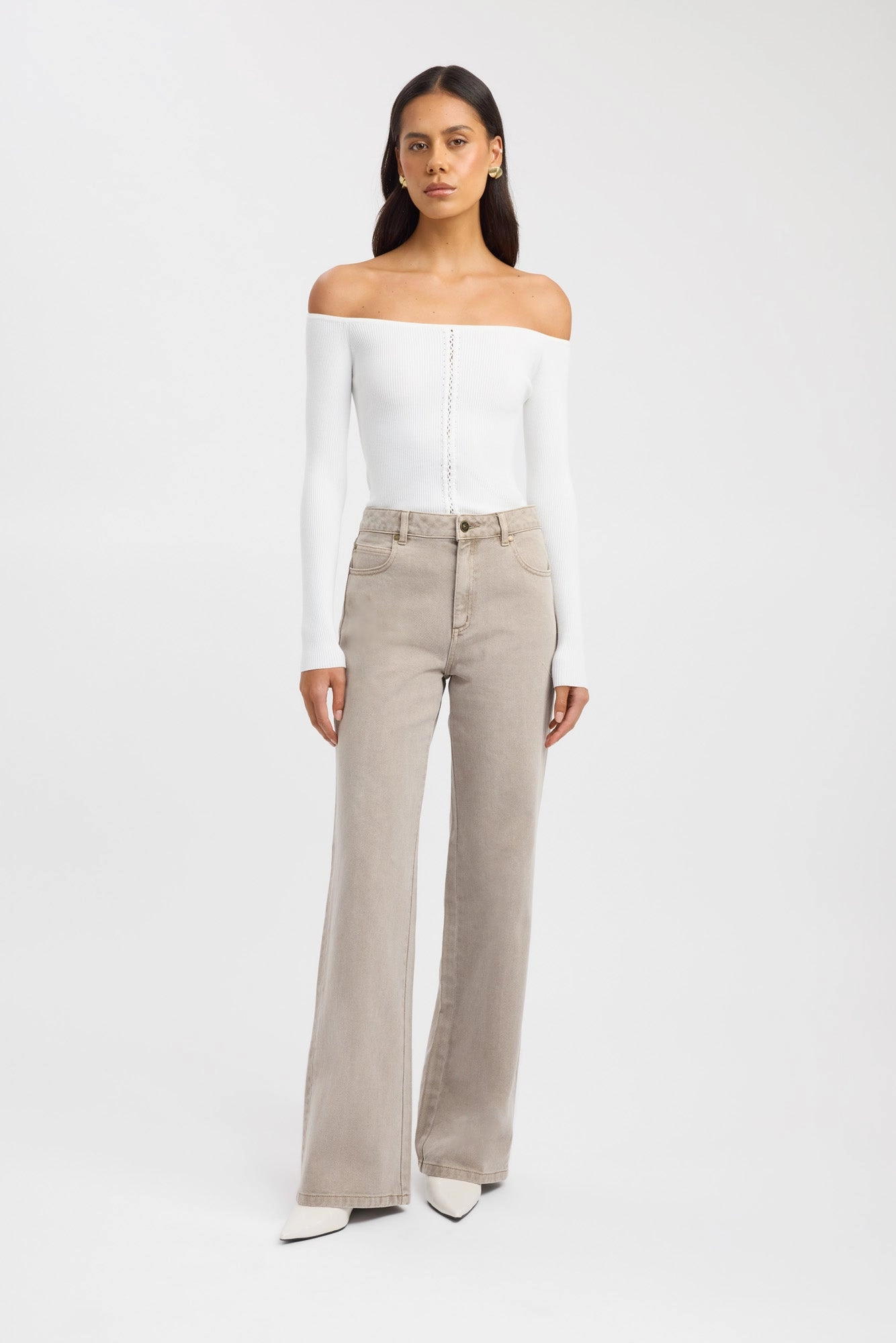 Kai Straight Leg Jean patch decoration cigarette pants