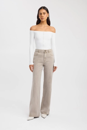 Kai Straight Leg Jean patch decoration cigarette pants