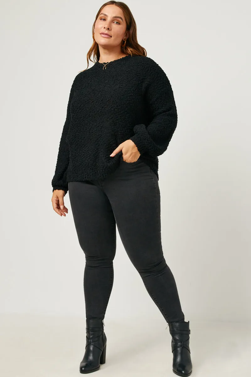 Wool blend Popcorn Knit Pullover Sweater