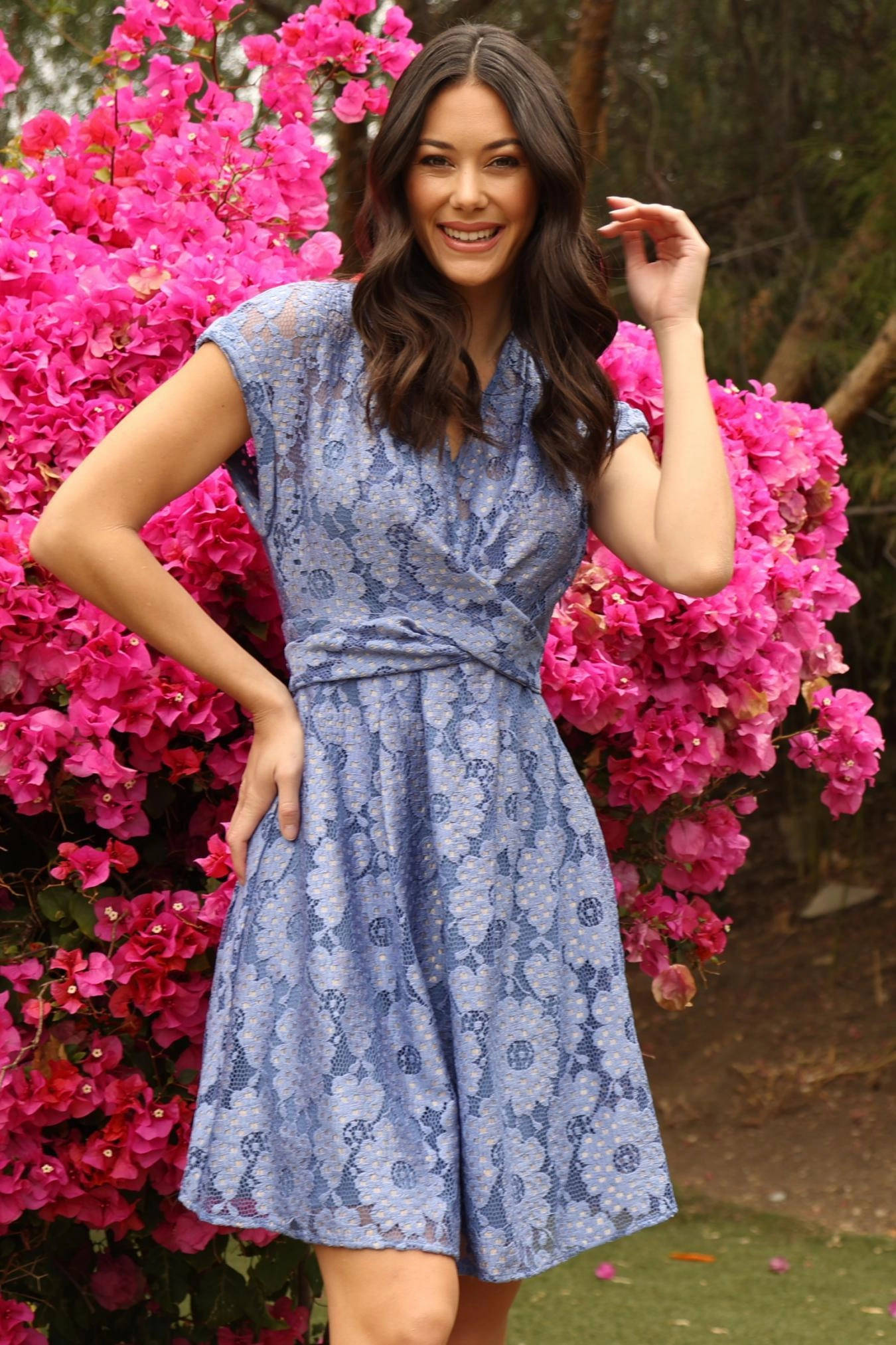 Poppy Dress- Blue Lace Fitted Shape