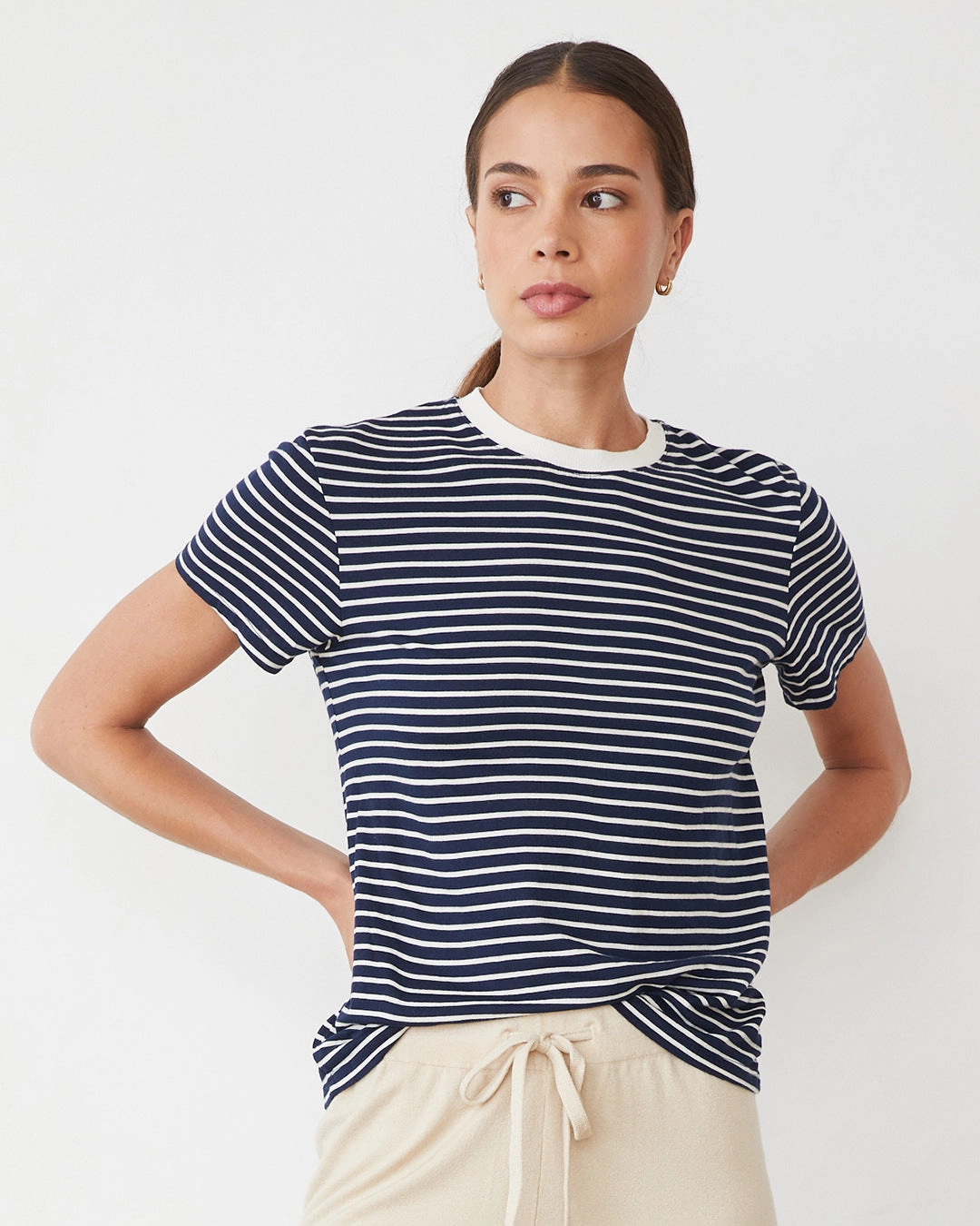 Popular Elements Stripe Basic Crew