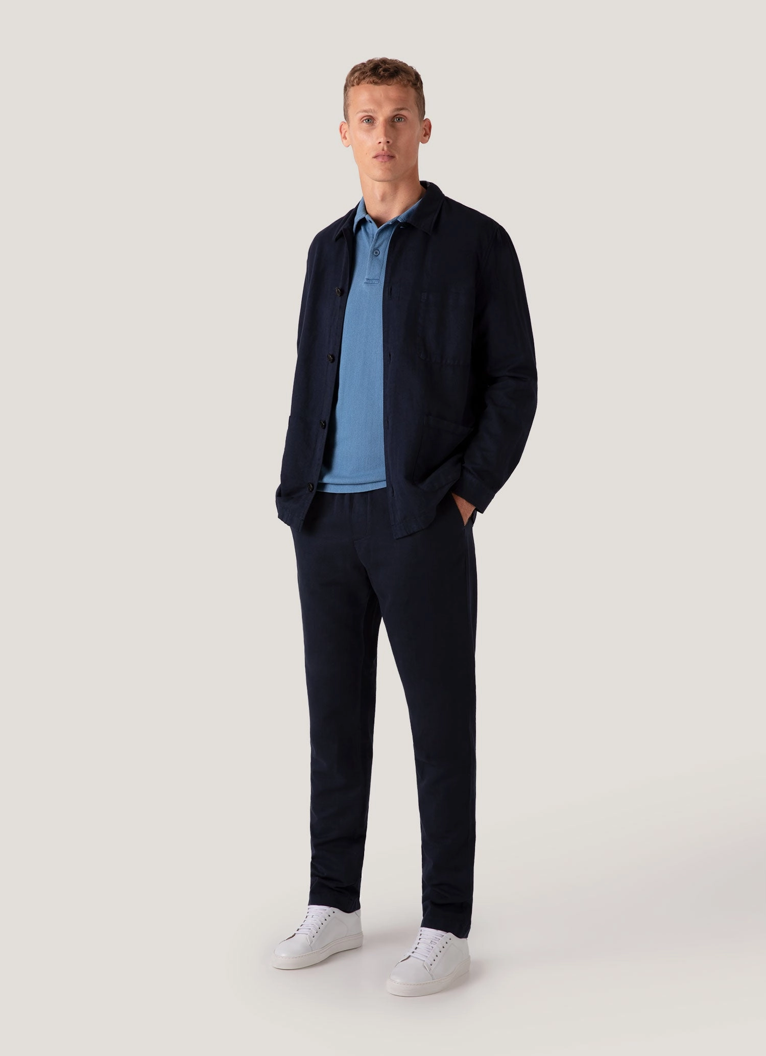 Popular T-shirt Men's Riviera Polo Shirt in Mid Indigo Wash