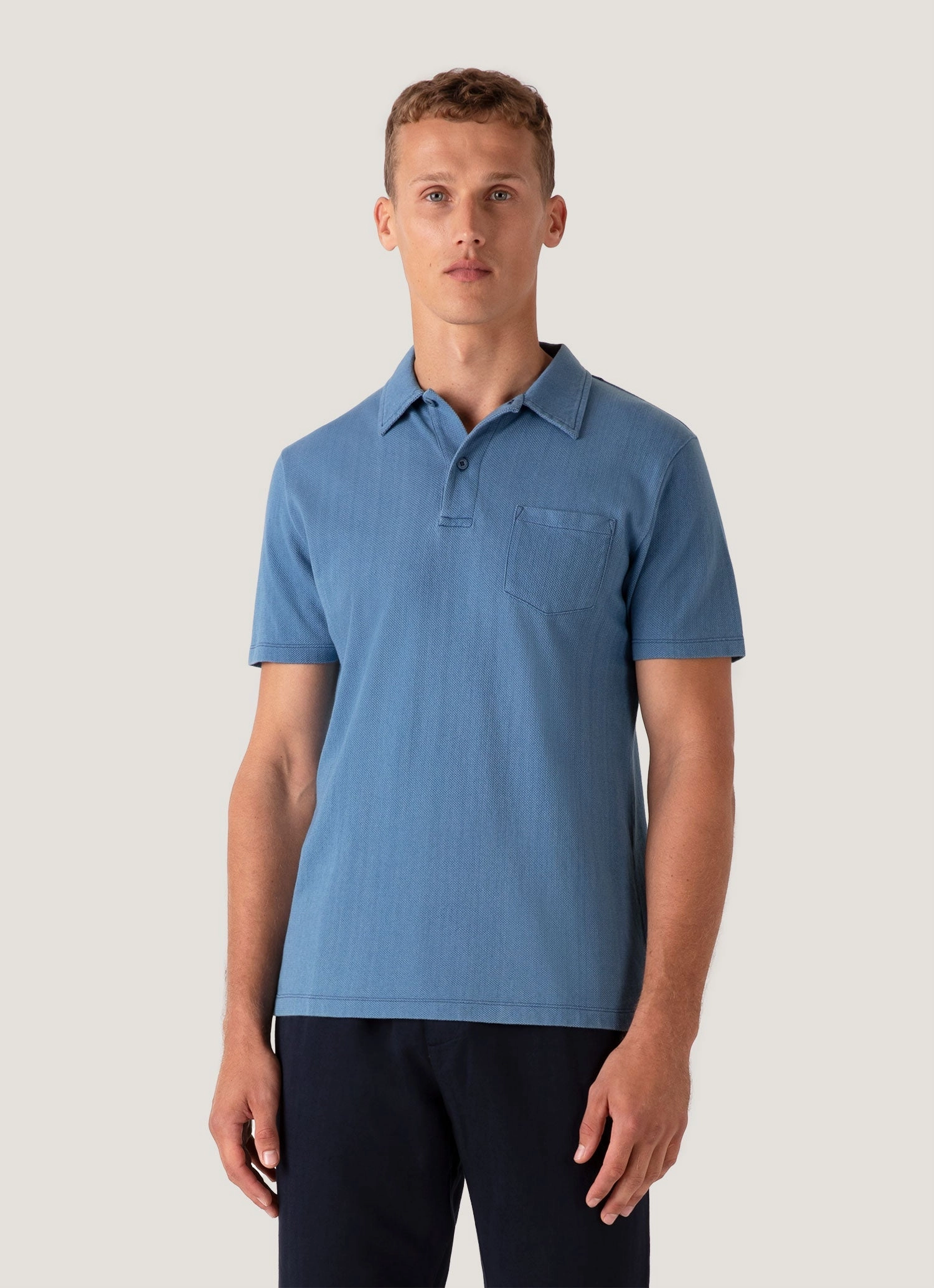 Popular T-shirt Men's Riviera Polo Shirt in Mid Indigo Wash