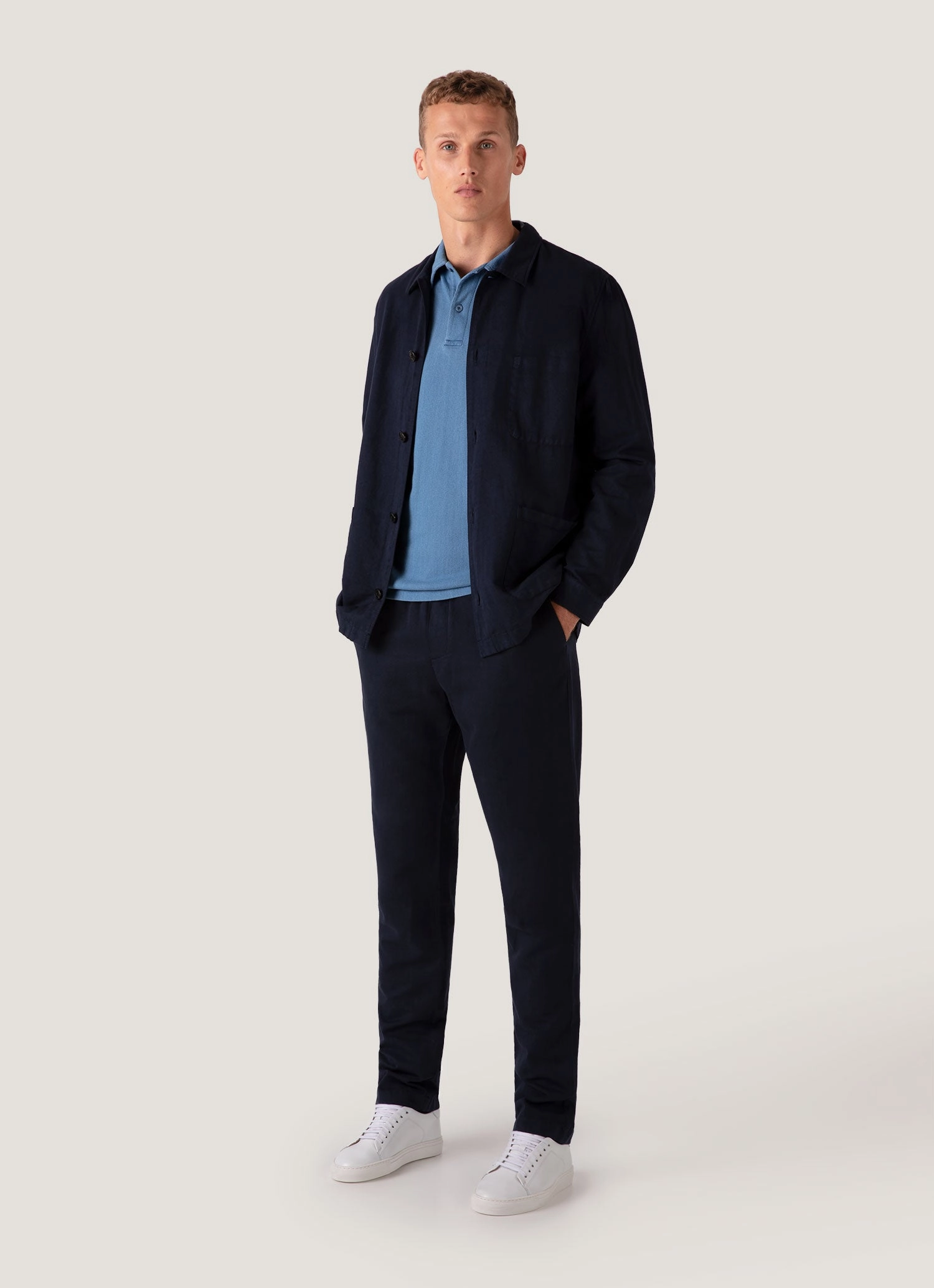 Popular T-shirt Men's Riviera Polo Shirt in Mid Indigo Wash