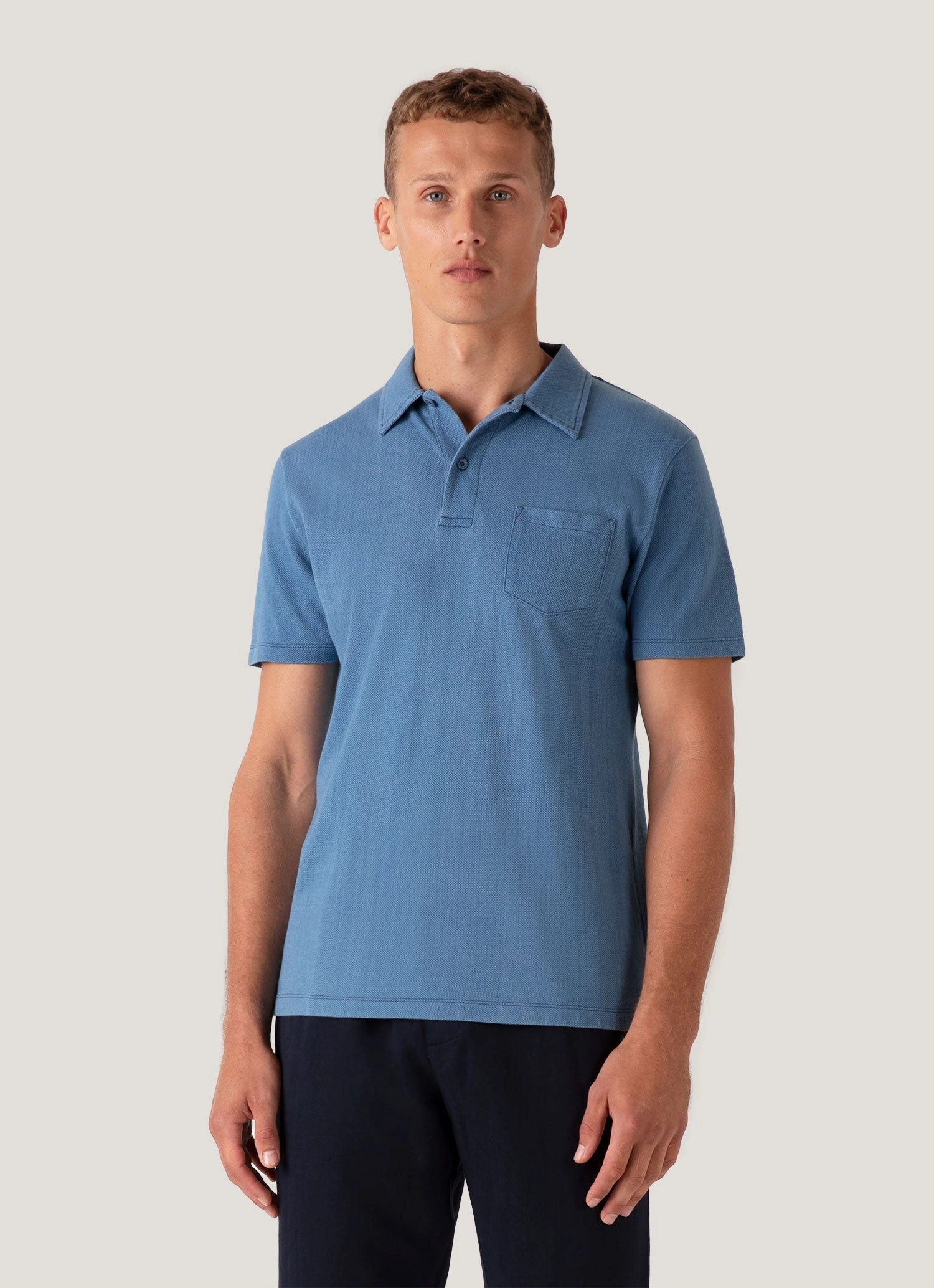Popular T-shirt Men's Riviera Polo Shirt in Mid Indigo Wash