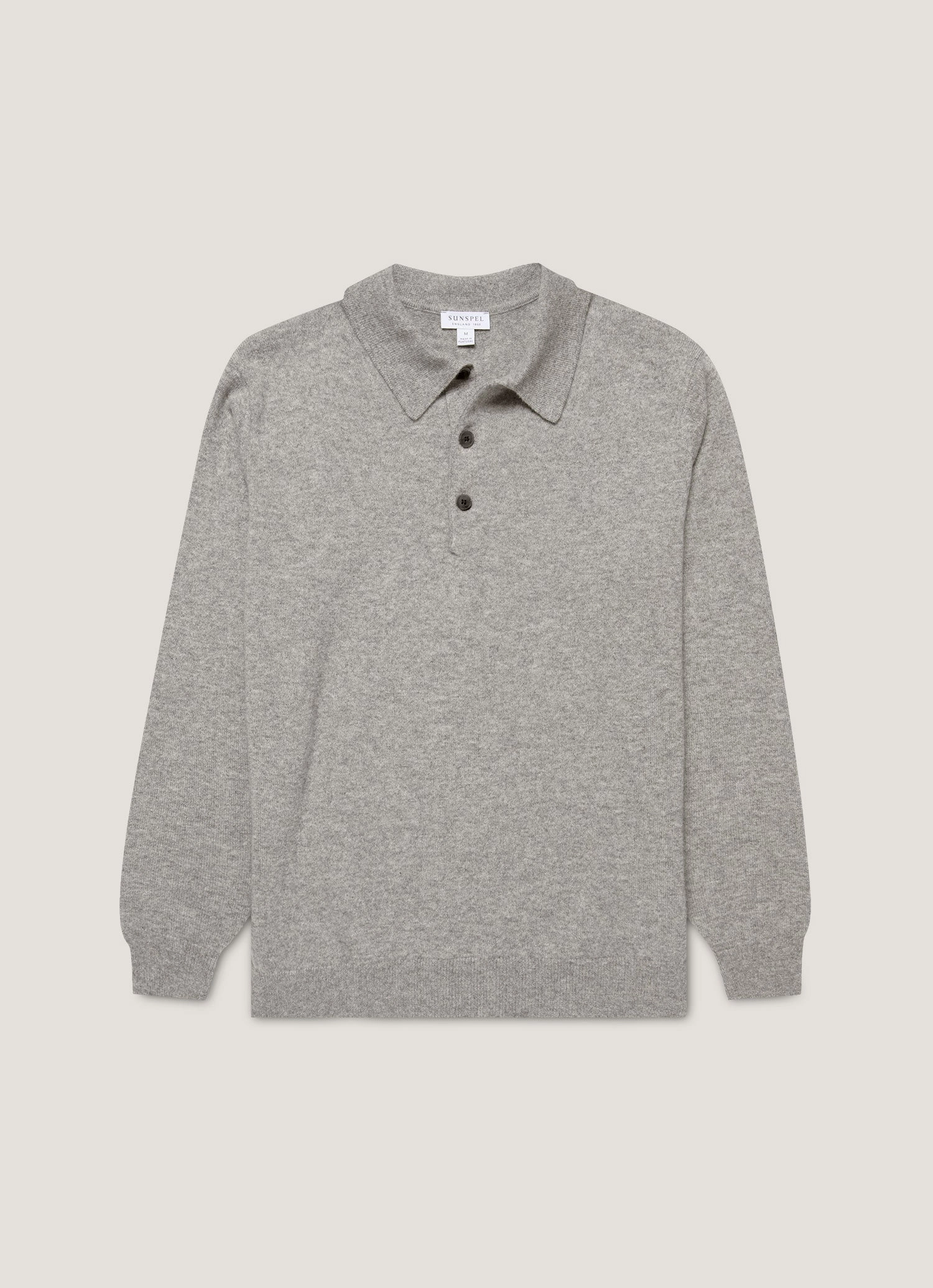 Casual T-shirt for layering Men's Cashmere Polo Shirt in Grey Melange