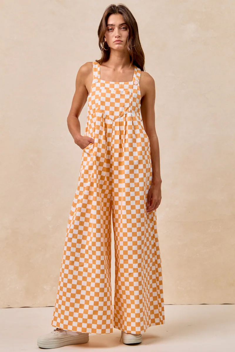 Sophisticated Look IB1130S-64 | GAMEDAY THEME PLAID PRINTED OVERALL WITH PLEATS