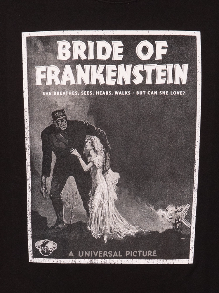 Practical Draping Fit PRE-ORDER - Universal Monsters: Bride of Frankenstein Vintage Movie Advertisement Sweatshirt in Black (unisex)