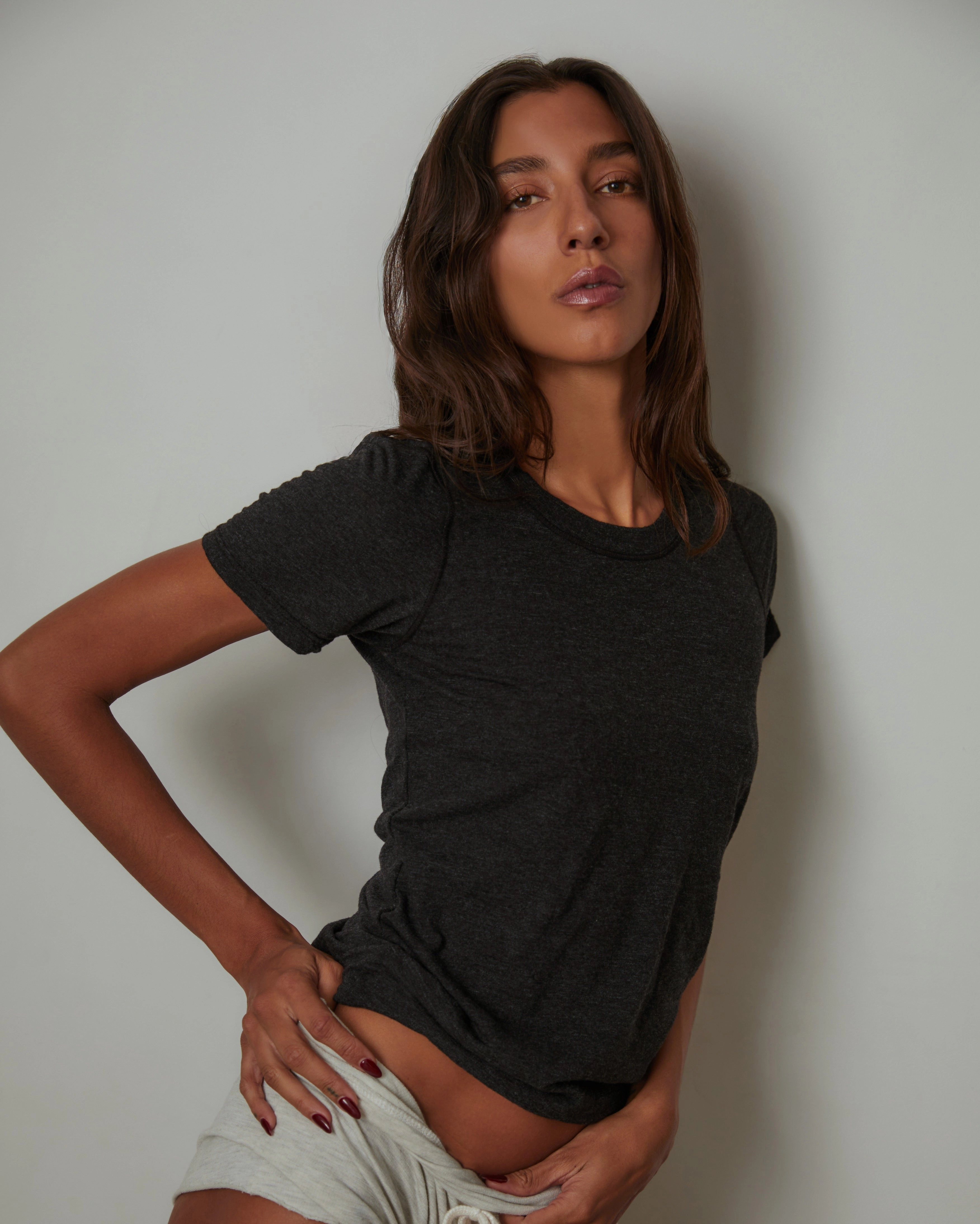 Textured Tri-Blend Fitted Crew Neck Tee Versatile day-to-day piece Relax Outfit Ready