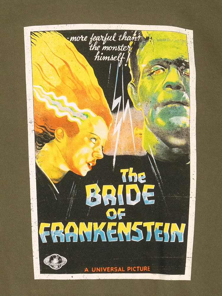 PRE-ORDER - Universal Monsters: Bride of Frankenstein Vintage Movie Poster Sweatshirt in Green (unisex) Sleek Draping Wear