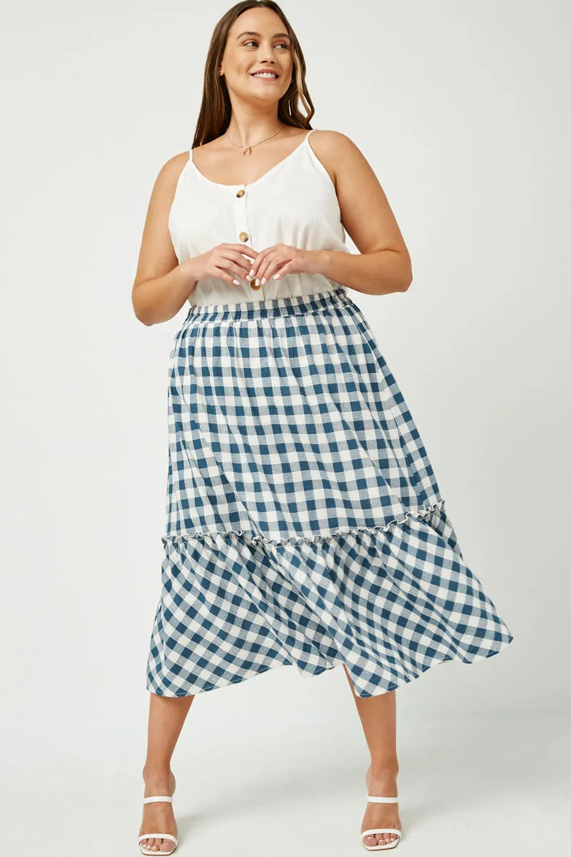 Checkered Ruffle Tiered Skirt Layered Wear