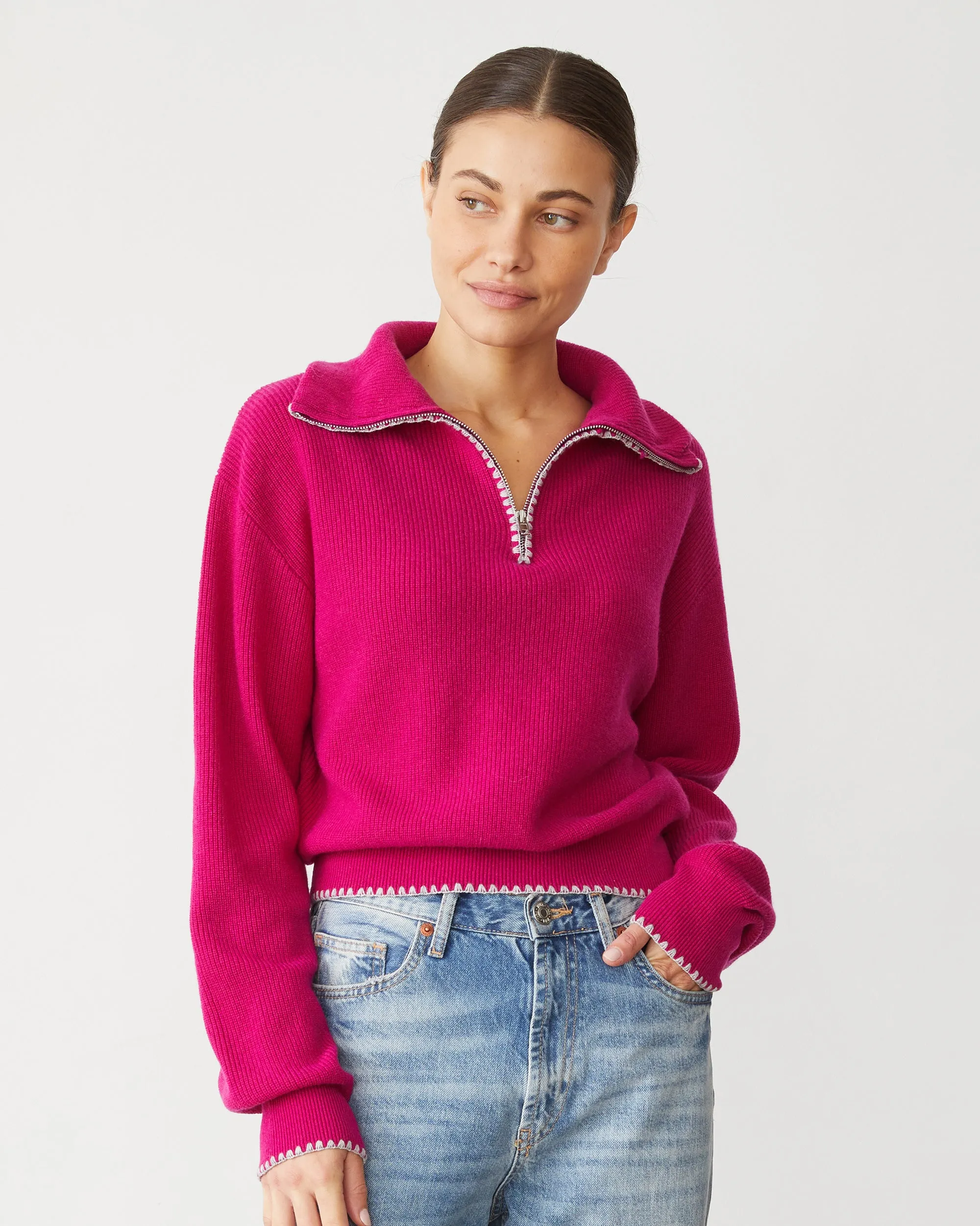 Premium Trend Wool Cashmere Half Zip Sweater