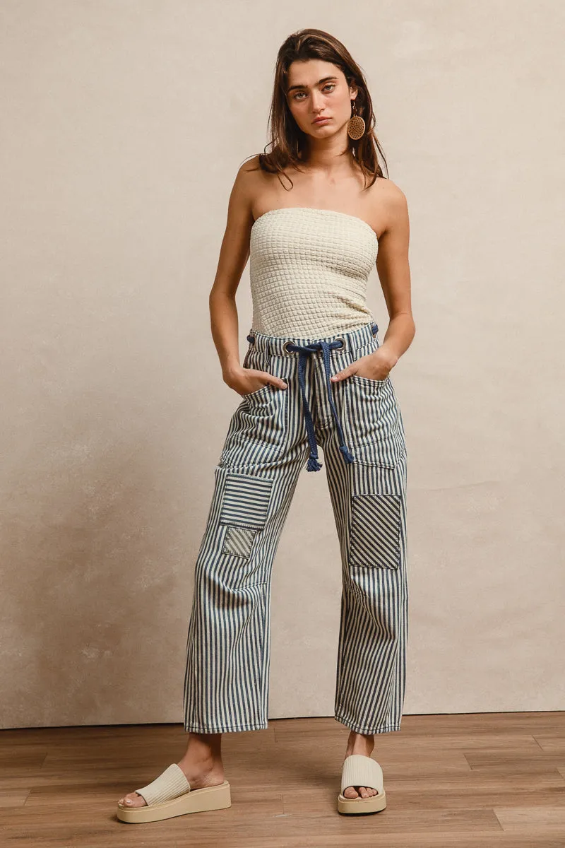 IB1717-01 | STRIPED TWILL BARREL PANTS Quick Pack