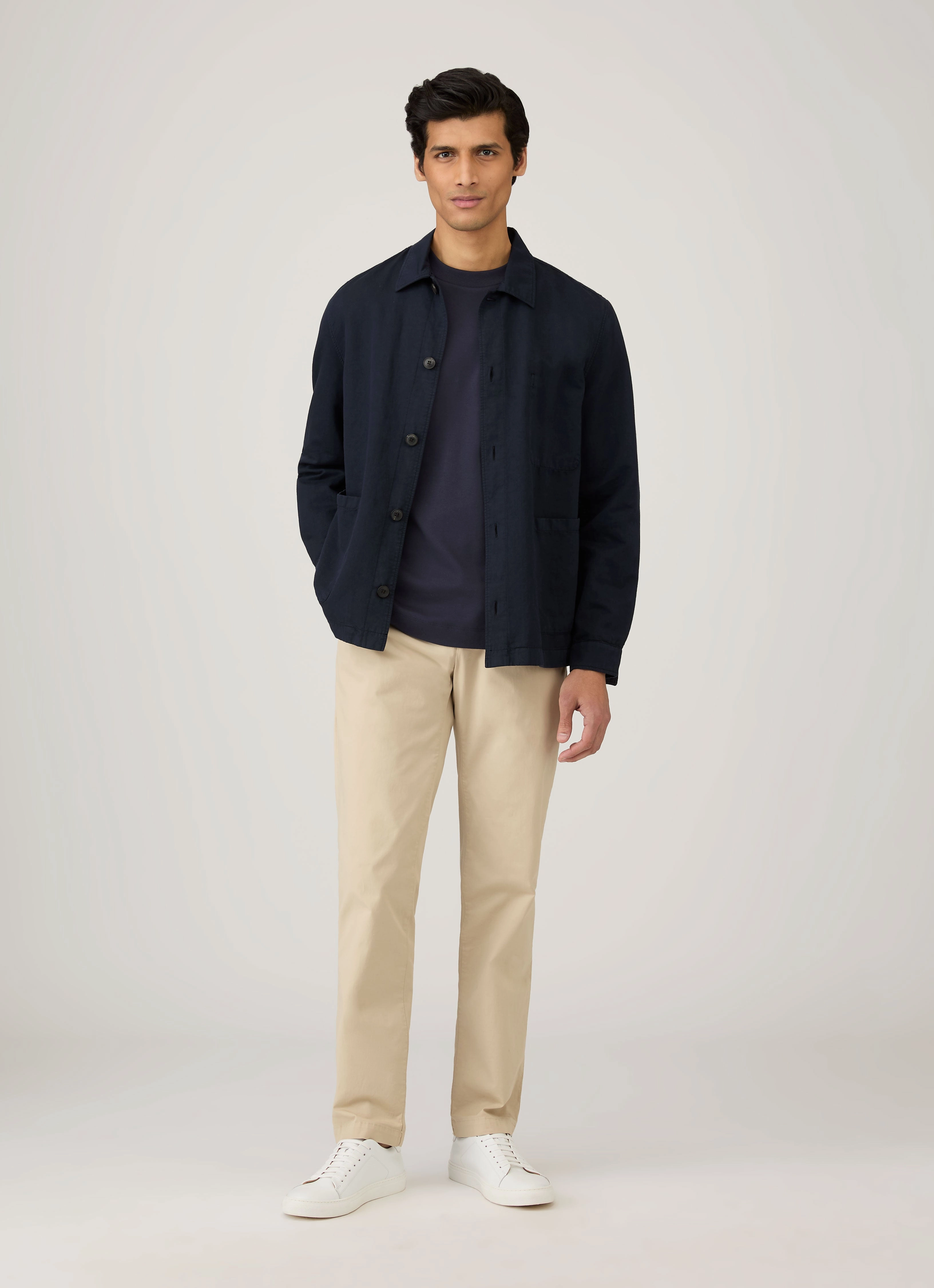 Premium Collection Men's Long Sleeve Heavyweight T-shirt in Navy