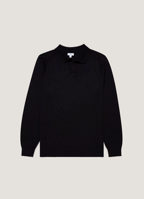 Street Trend Men's Sea Island Cashmere Polo Shirt in Black