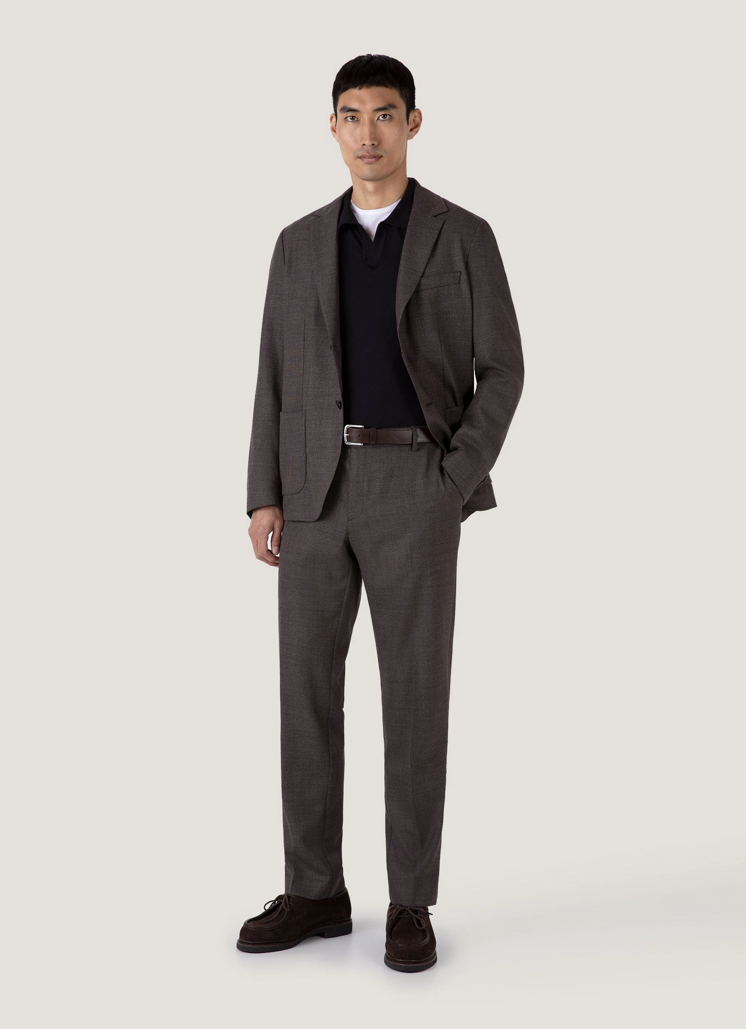 Premium Shape Men's Sea Island Cashmere Polo Shirt in Black