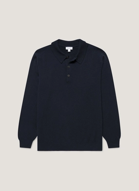 Men's Cashmere Polo Shirt in Navy Modern Aura
