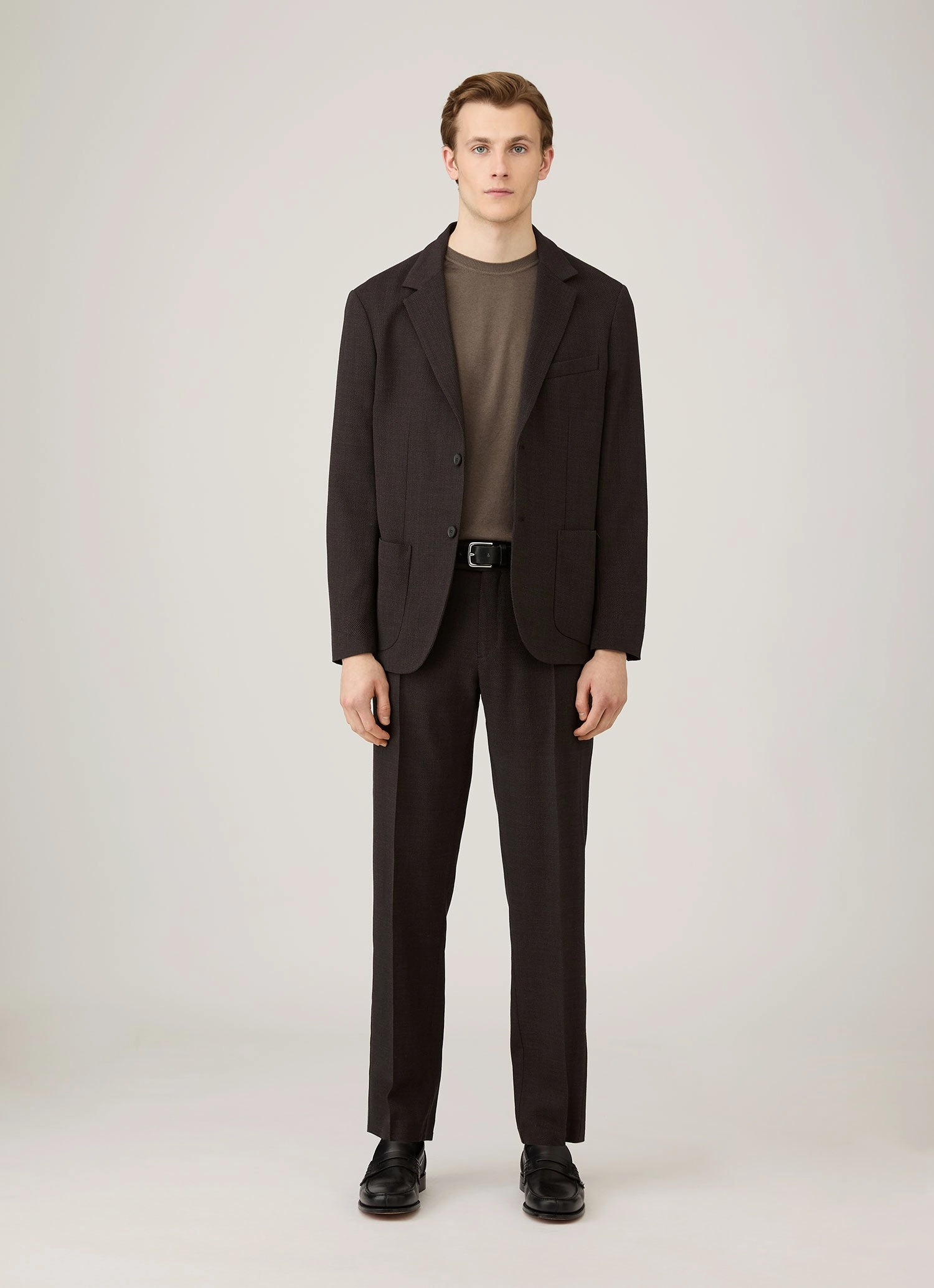 Print Decoration Men's Sea Island Cashmere Crew Neck Jumper in Bark