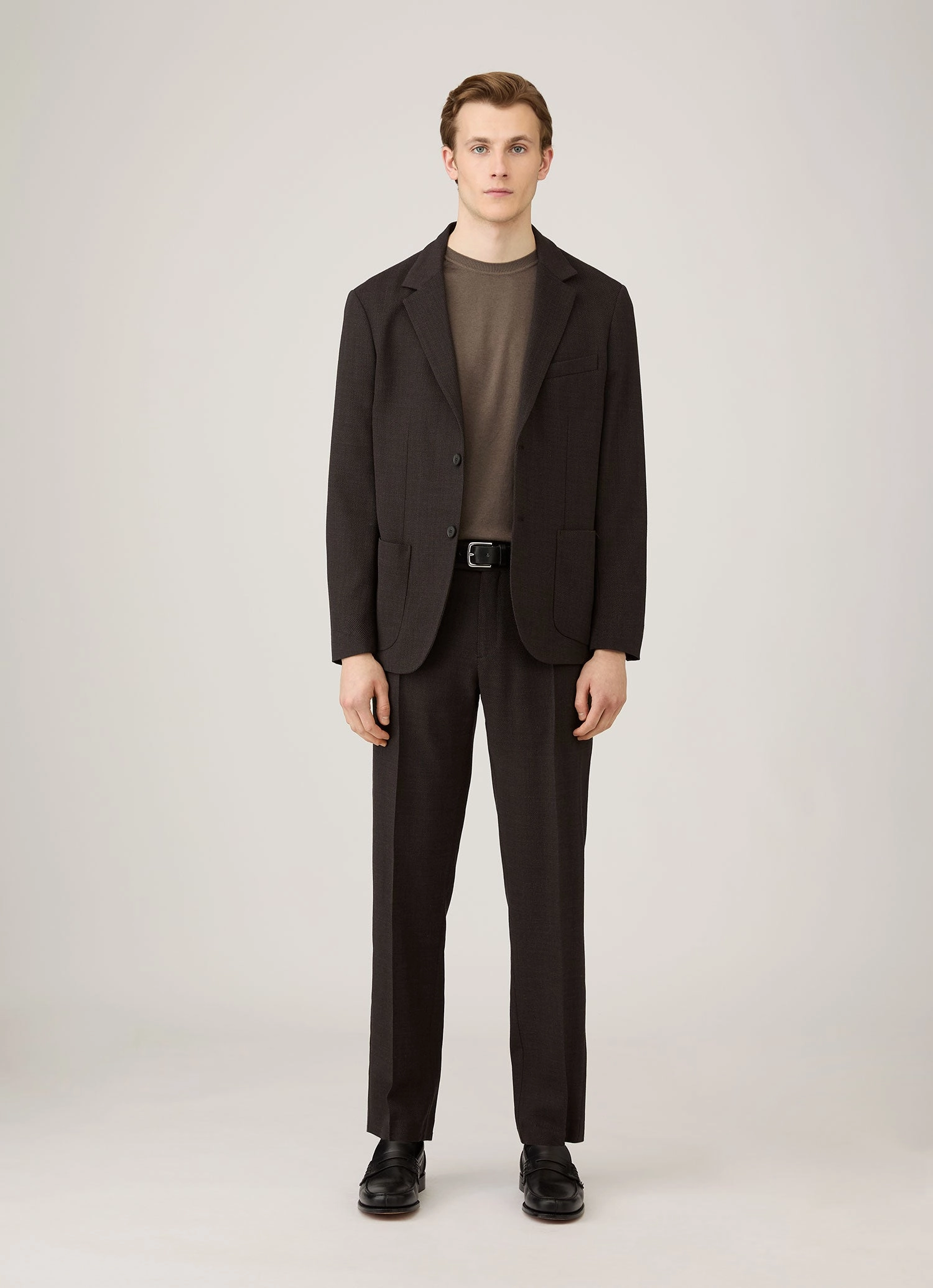 Print Decoration Men's Sea Island Cashmere Crew Neck Jumper in Bark