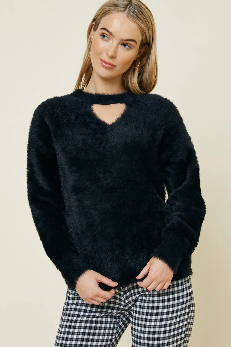 Snow Day Mohair Knit Cutout Sweater