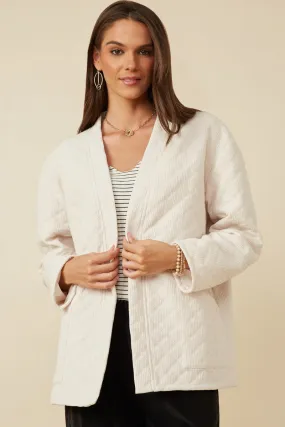 Heat Keep Quilt Textured Open Padded Cardigan