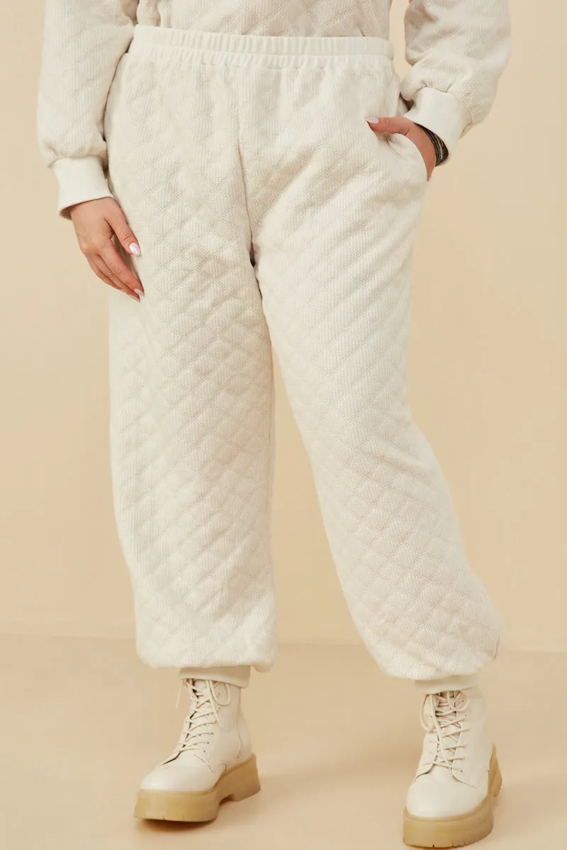 Quilted Elastic Waist Knit Pants Lounge-friendly