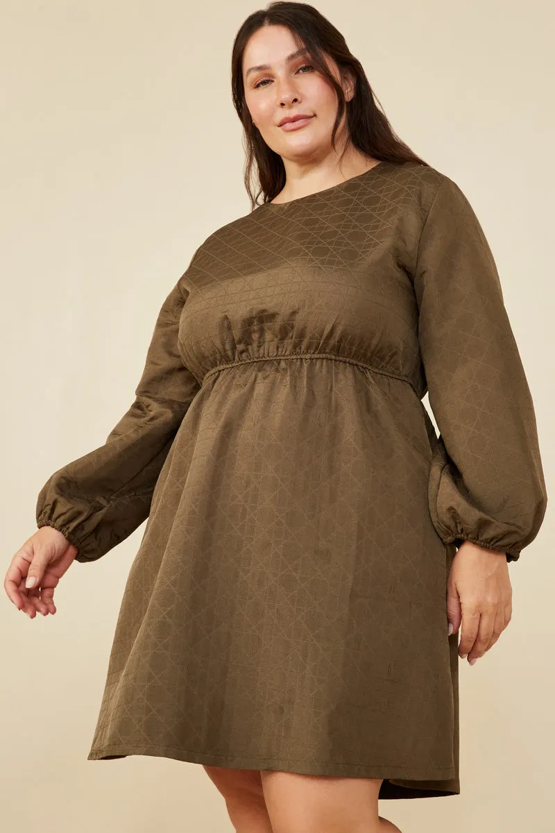 boho vibe Mood Focused Quilted Long Sleeve A Line Dress