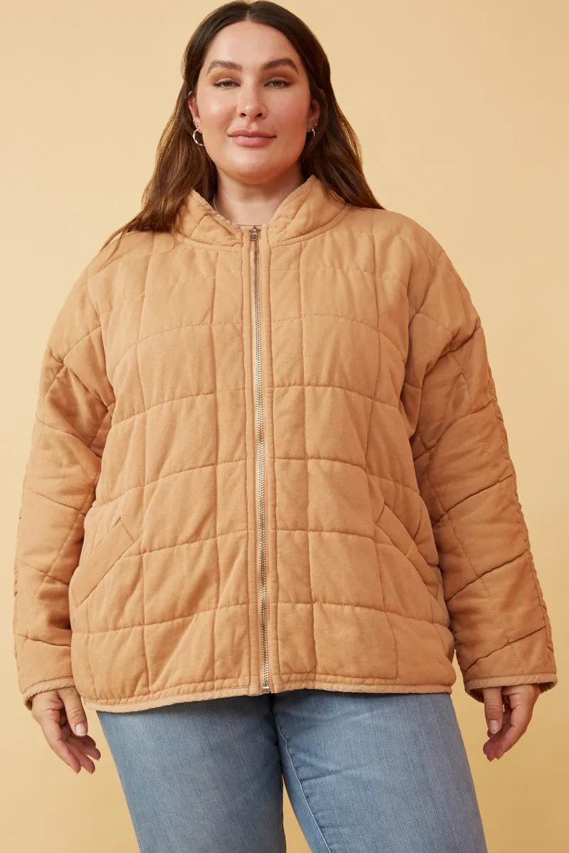 Layered Look Quilted Zip Up Padded Jacket