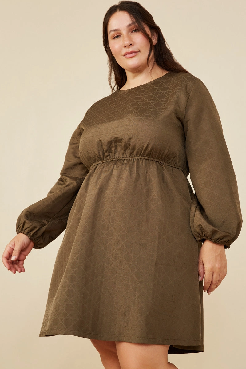 Basic Mood Quilted Long Sleeve A Line Dress