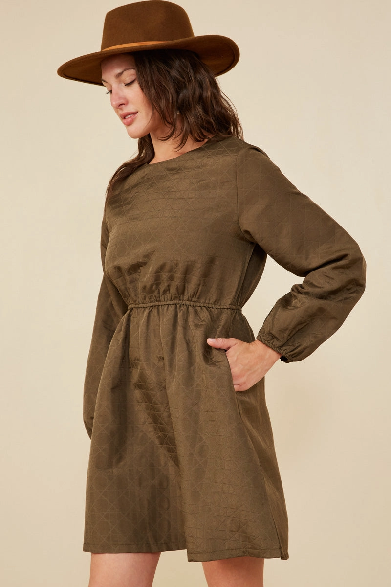 Quilted Long Sleeve A Line Dress Lounge Style All Day