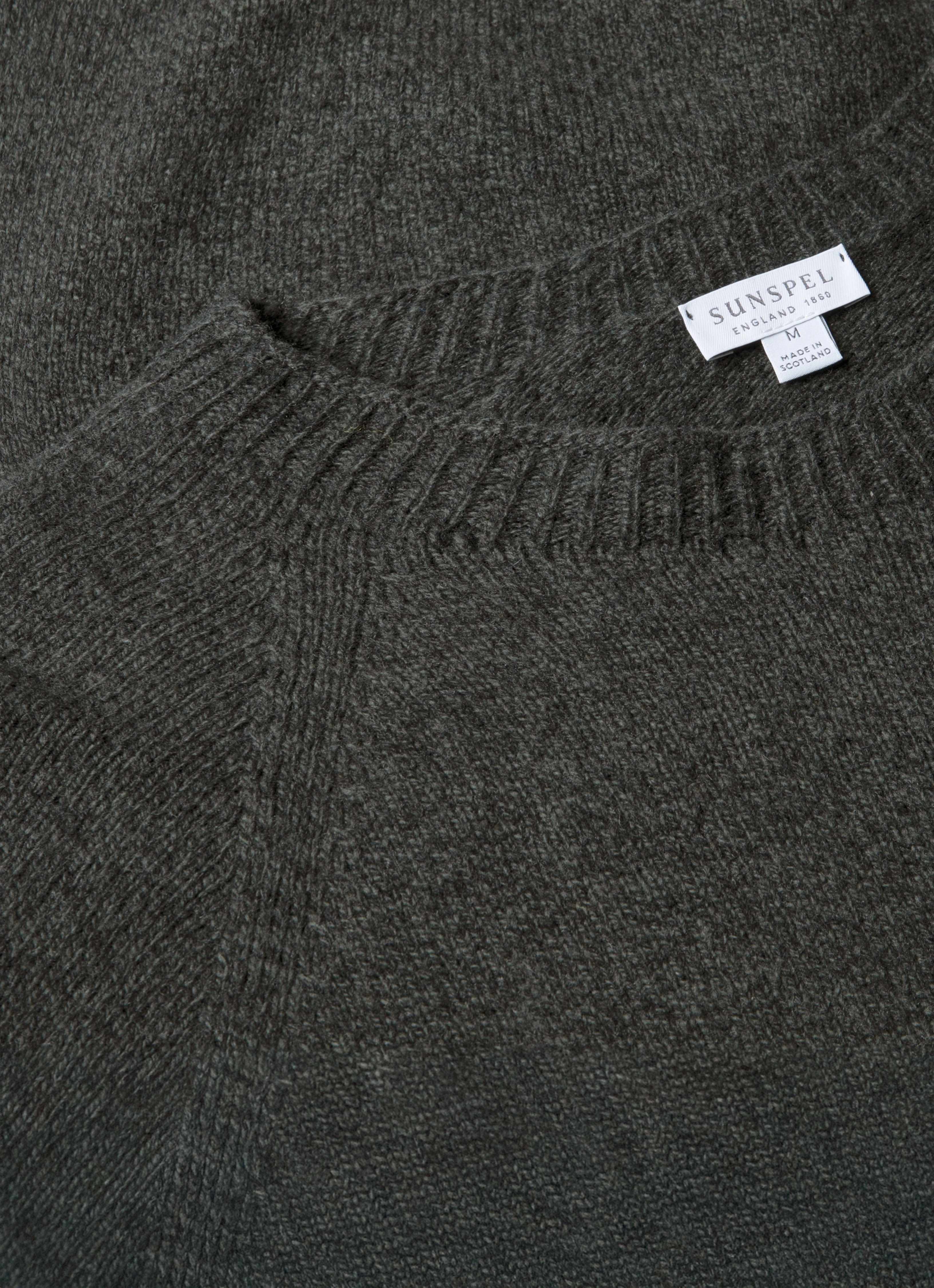 Rabbit Hair Men's Lambswool Crew Neck Jumper in Dark Green Twist