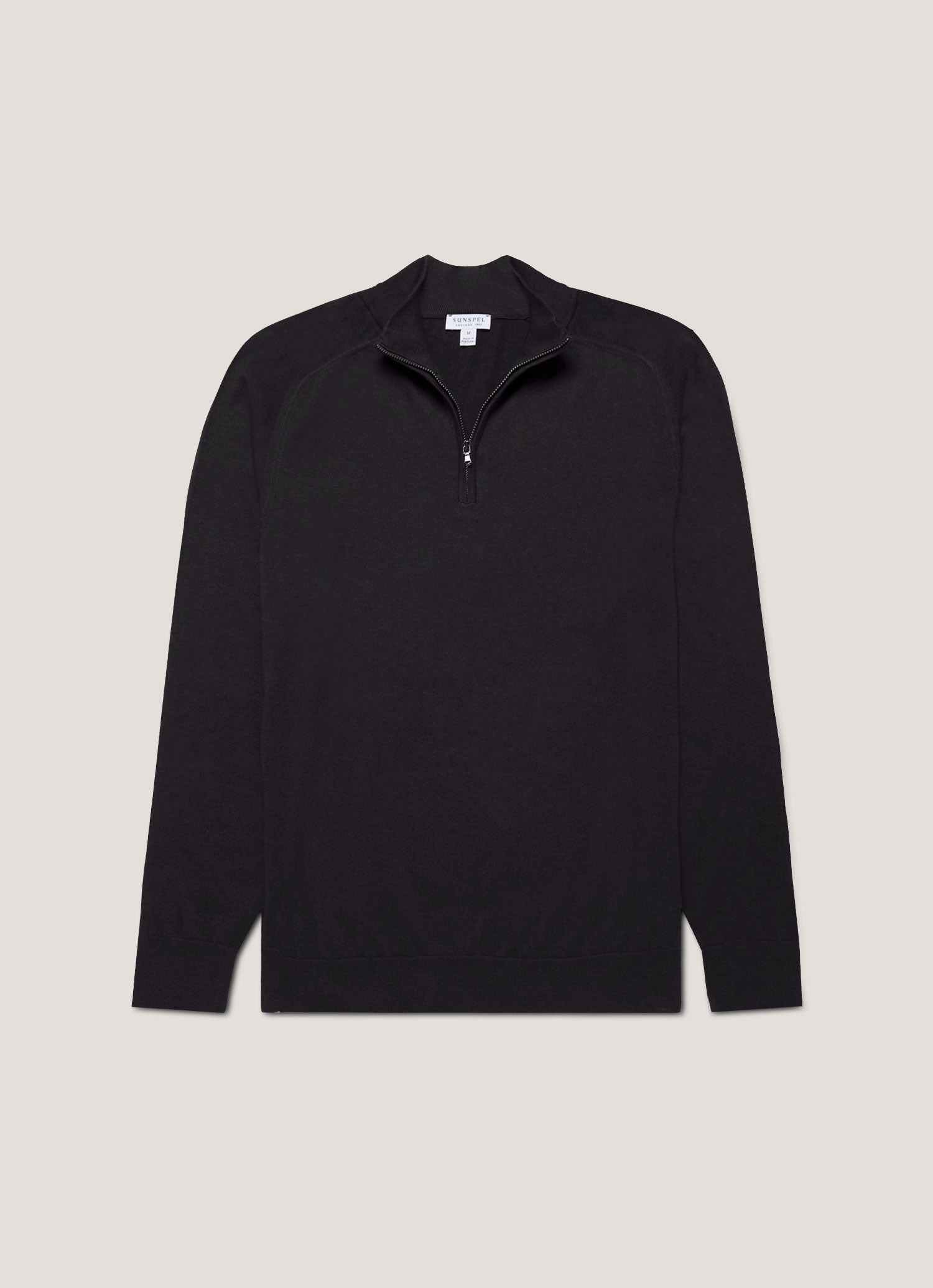 Effortless layering sweater Relaxed long-sleeve piece Men's Sea Island Cashmere Half Zip in Black