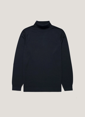Essential winter wear Soft winter pullover Men's Extra-Fine Merino Roll Neck in Navy
