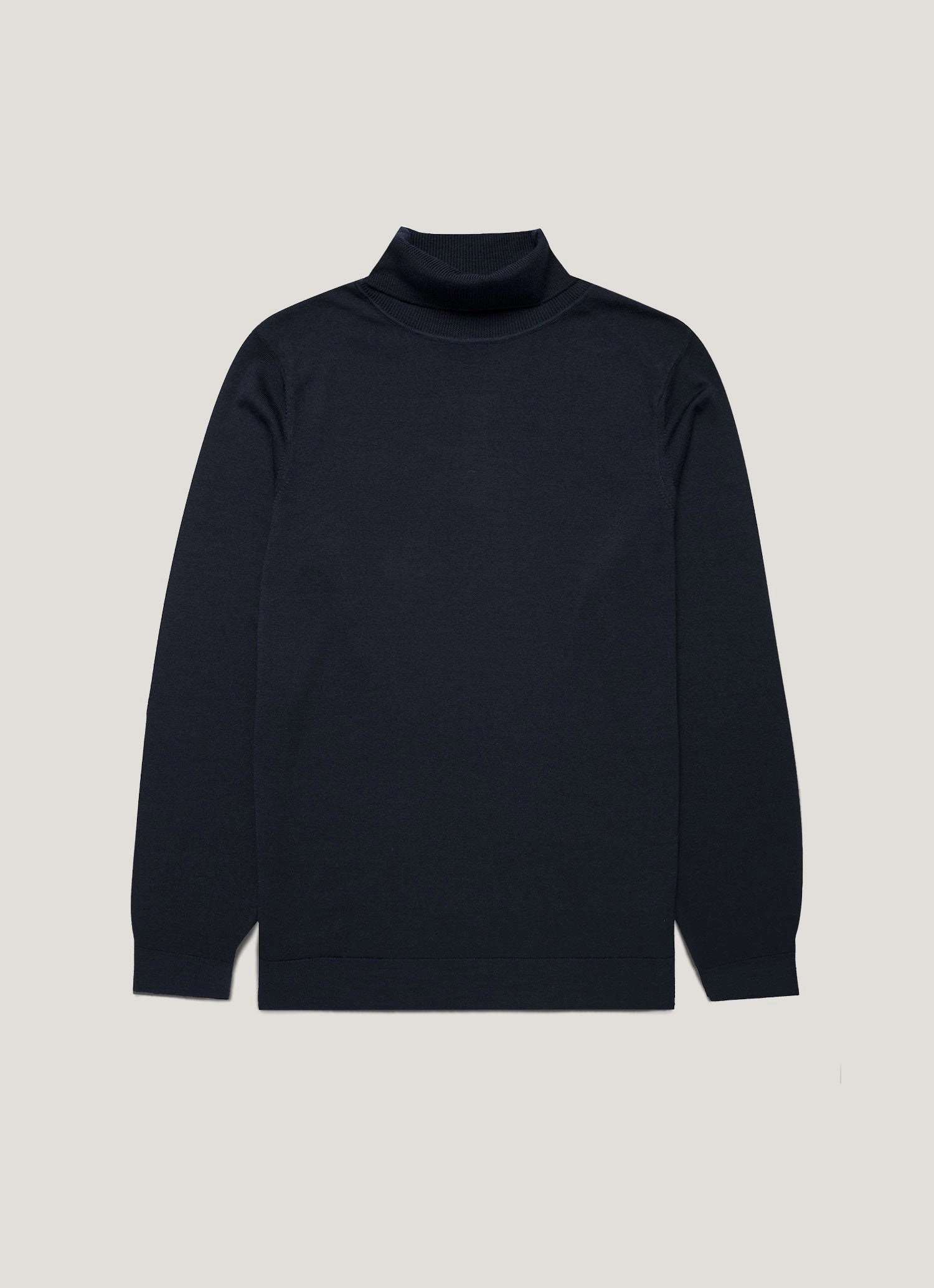 Classic crew-neck knit Men's Extra-Fine Merino Roll Neck in Navy