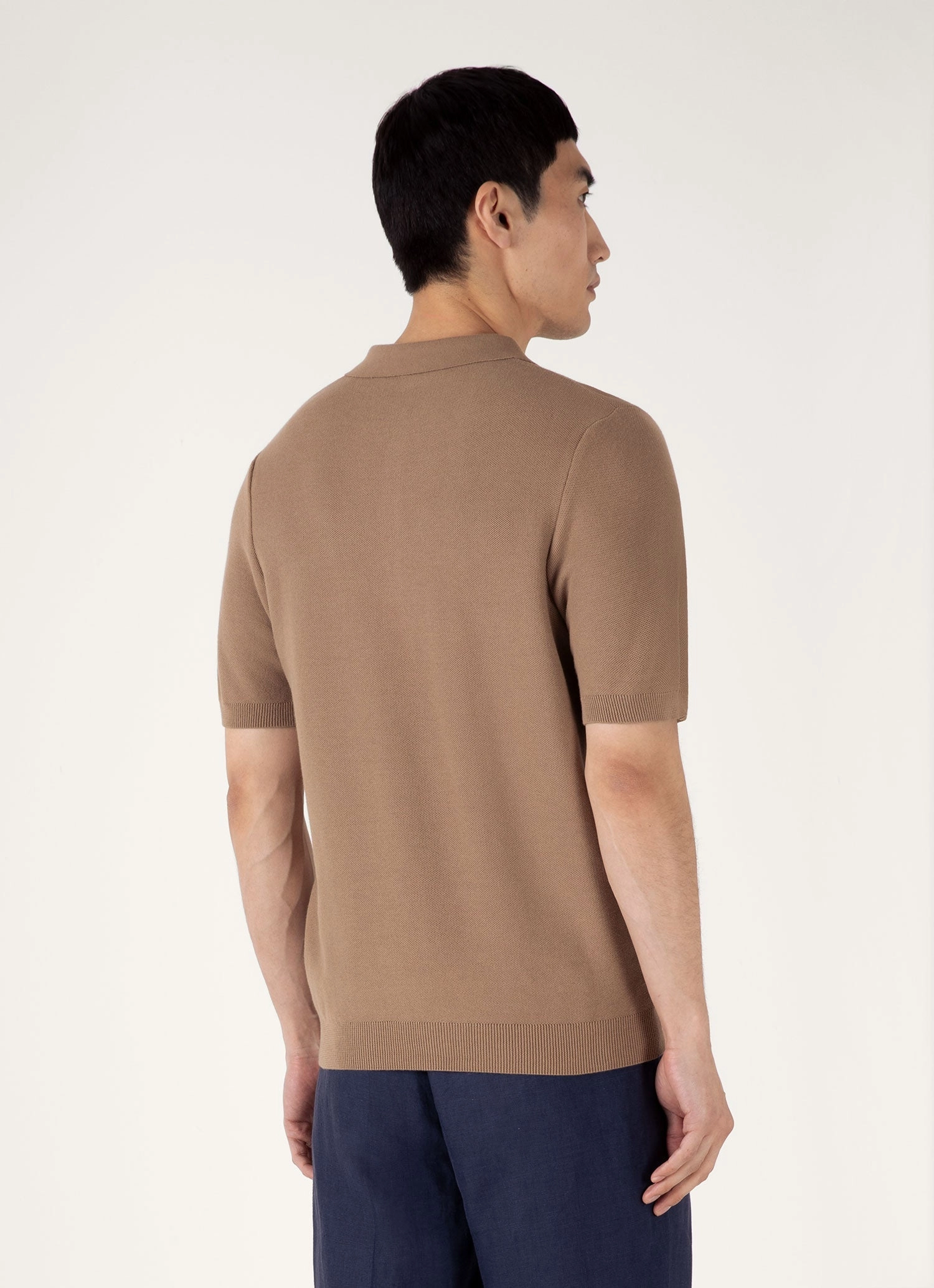 Raglan Sleeve Men's Knit Polo Shirt in Dune