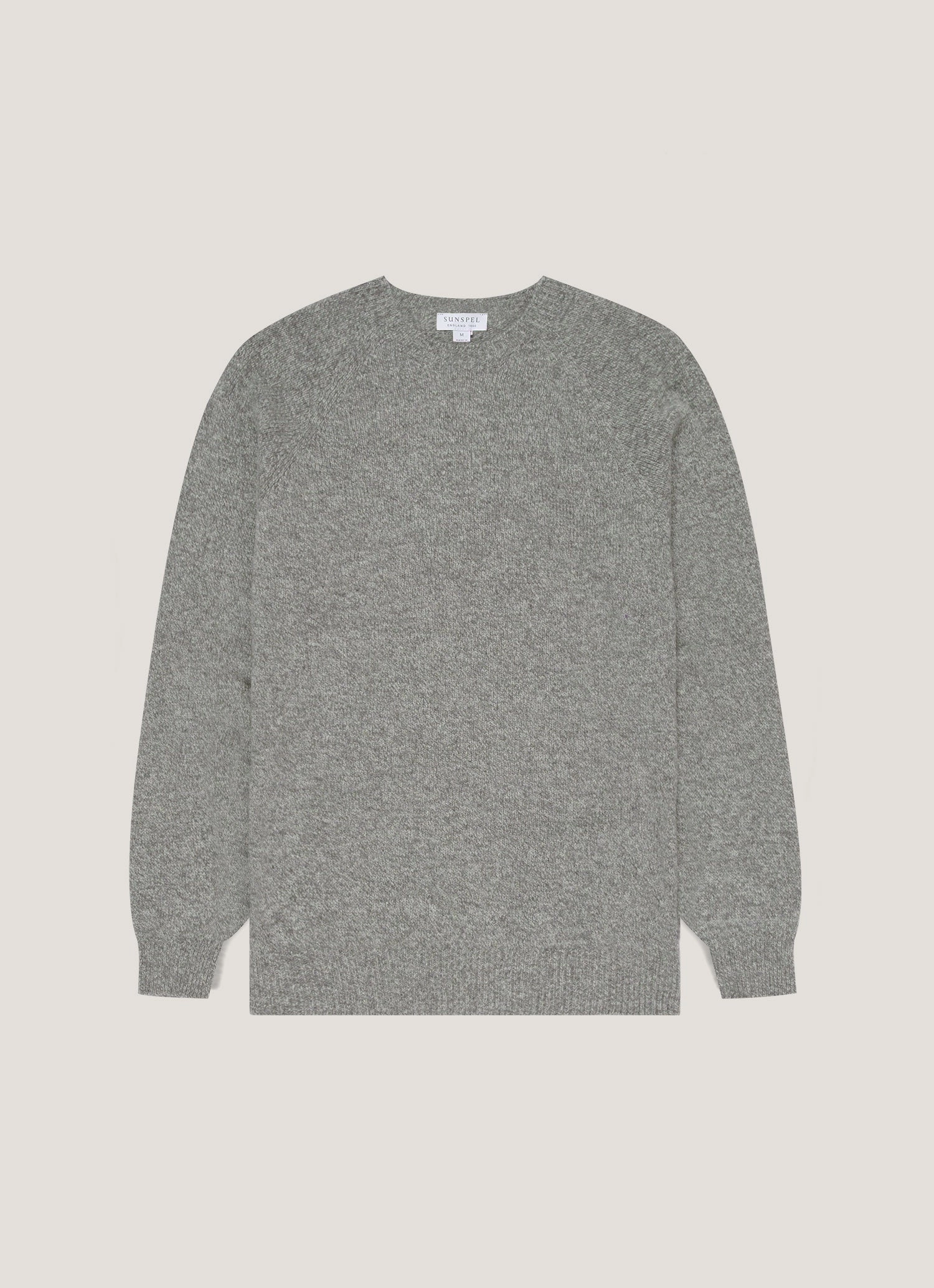 Men's Lambswool Crew Neck Jumper in Mid Grey Melange Winter knit staple