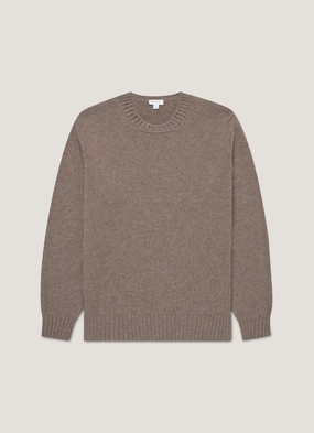 Men's Roxburgh Cashmere Jumper in Bark Cozy indoor wear