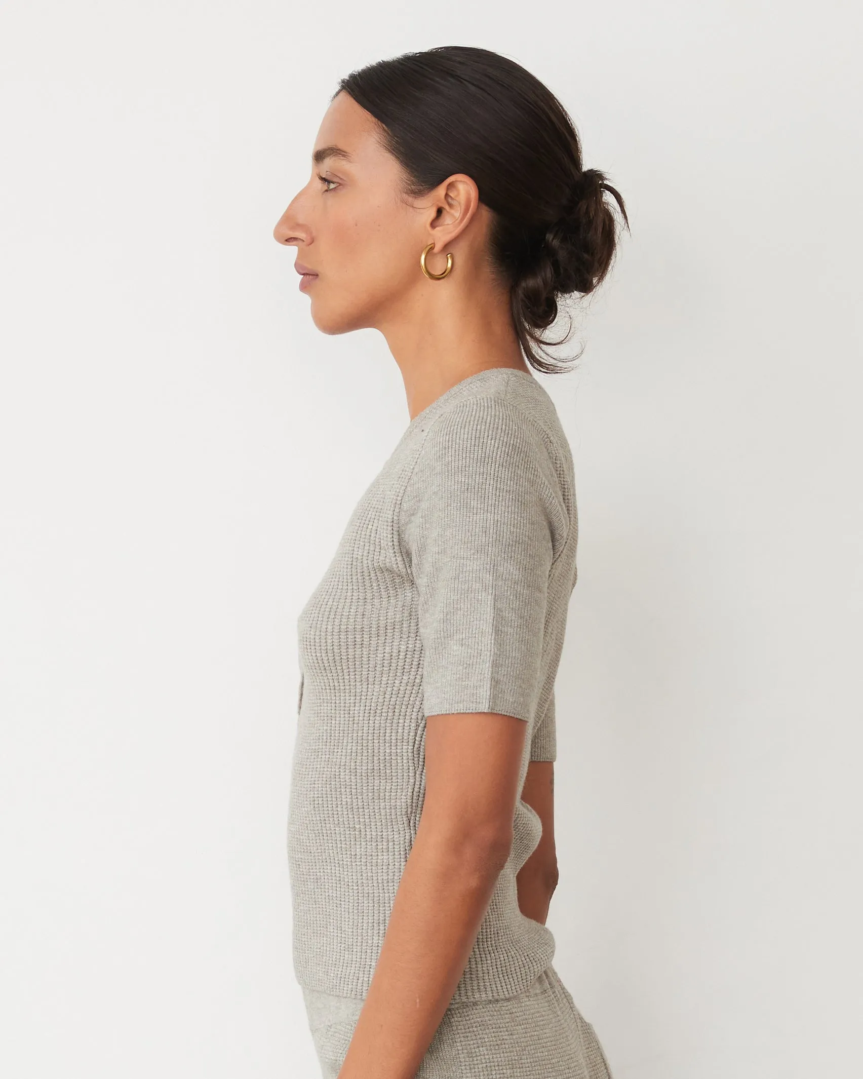 Refined Vibe Chic Softknit Rib Waffle Henley