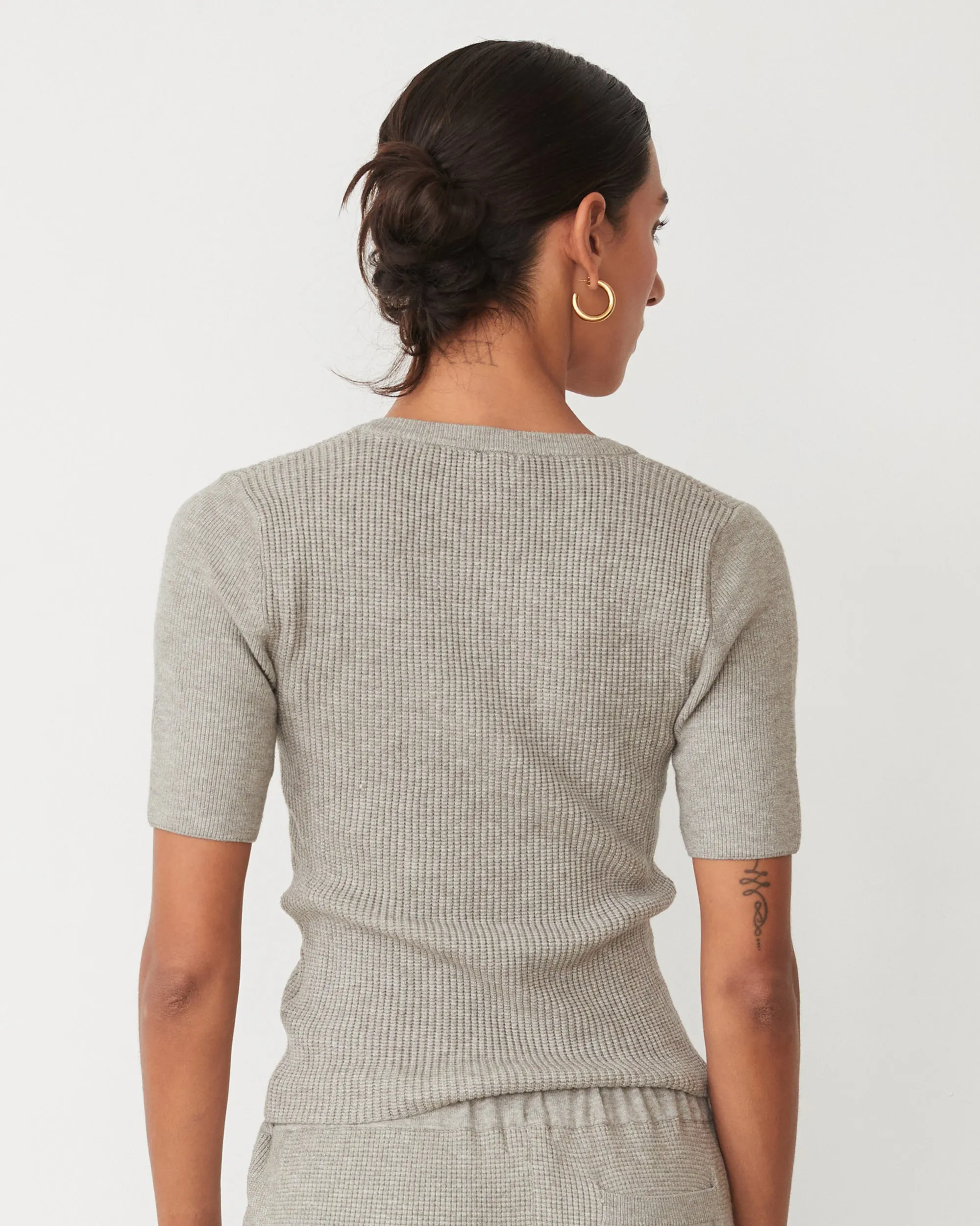 Refined Vibe Chic Softknit Rib Waffle Henley